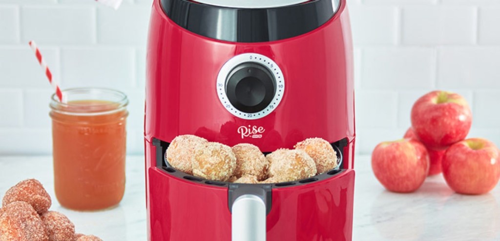 red compact air fryer