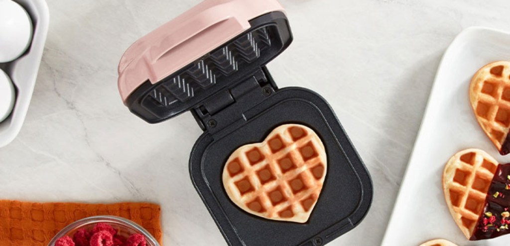 pink heart-shaped waffle iron