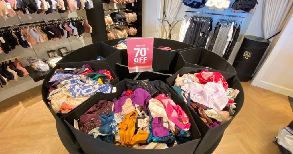 display of women's panties on sale