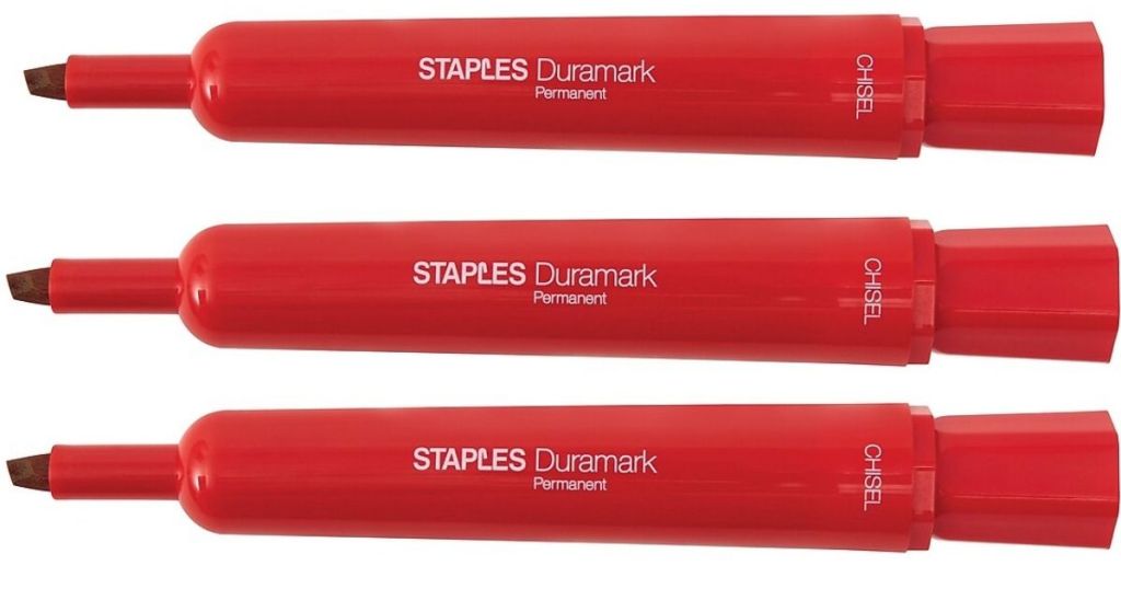 3 Staples red markers