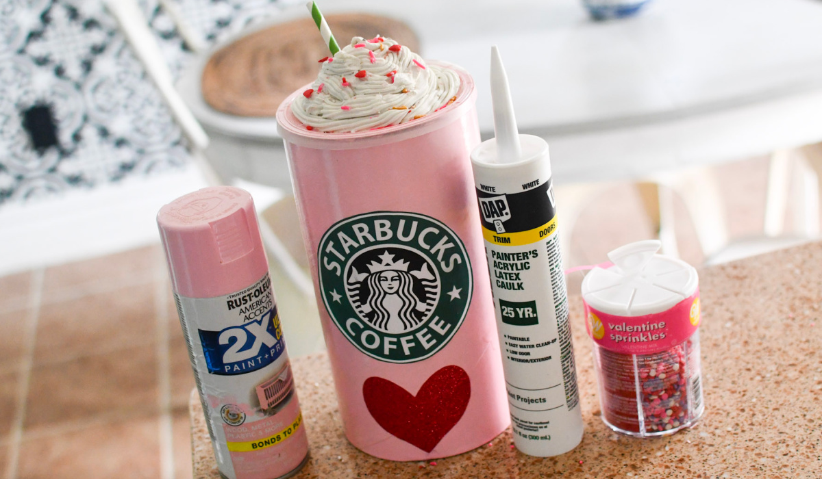 supplies to make a DIY Starbucks Valentine Box