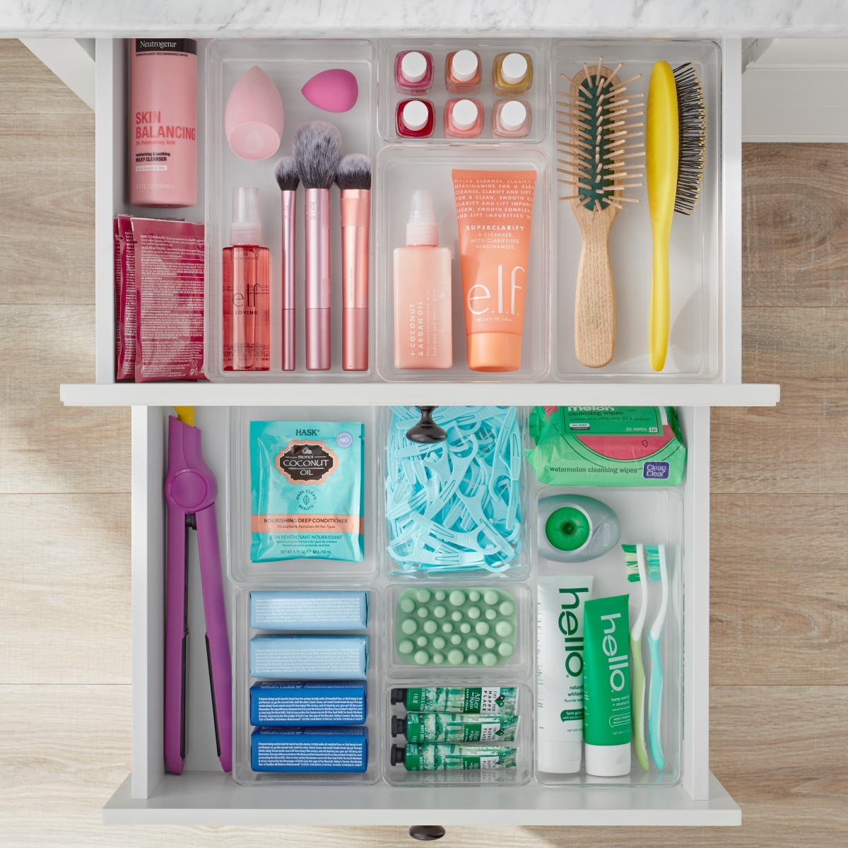 organized bathroom drawers