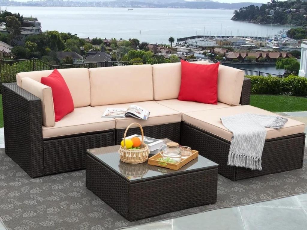 Homall 5-Piece Outdoor Patio Sectional Sofa Set