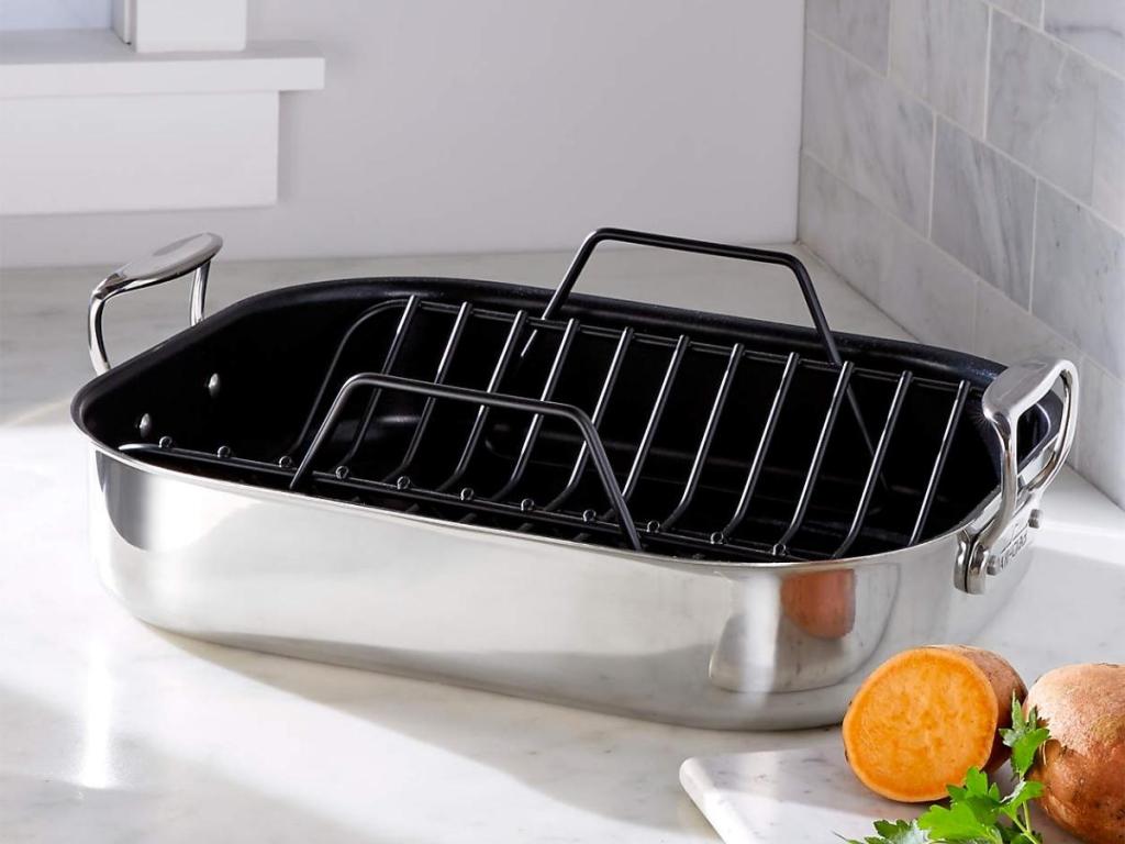 All-Clad Gourmet Stainless Steel Nonstick Roaster with Rack