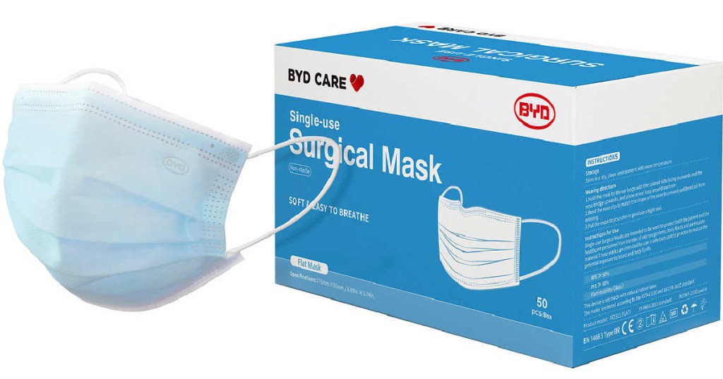 BYD Care 50-Count Single Use Surgical Masks