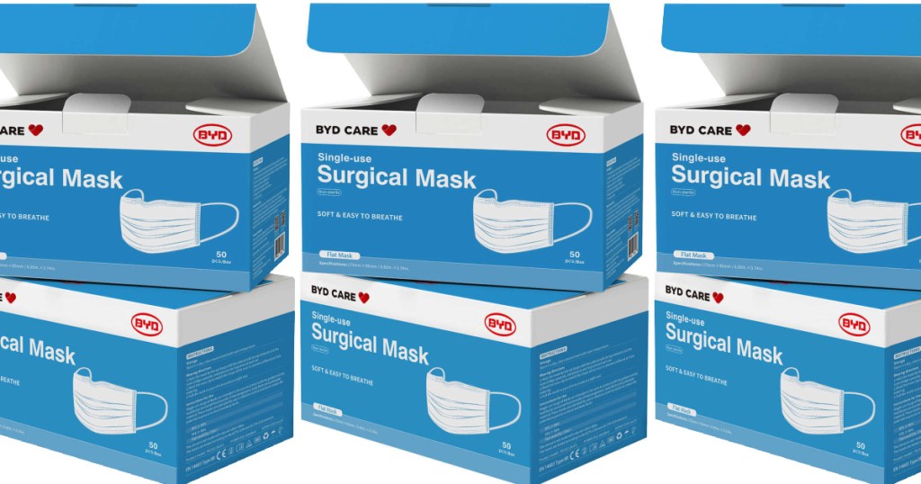 BYD Care 50-Count Single Use Surgical Masks