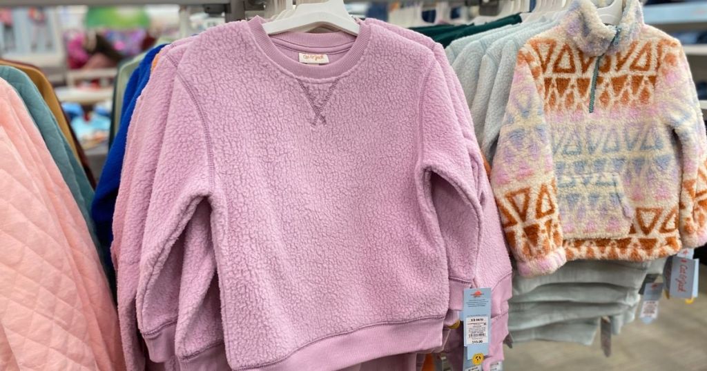 sweatshirts on hangers at Target