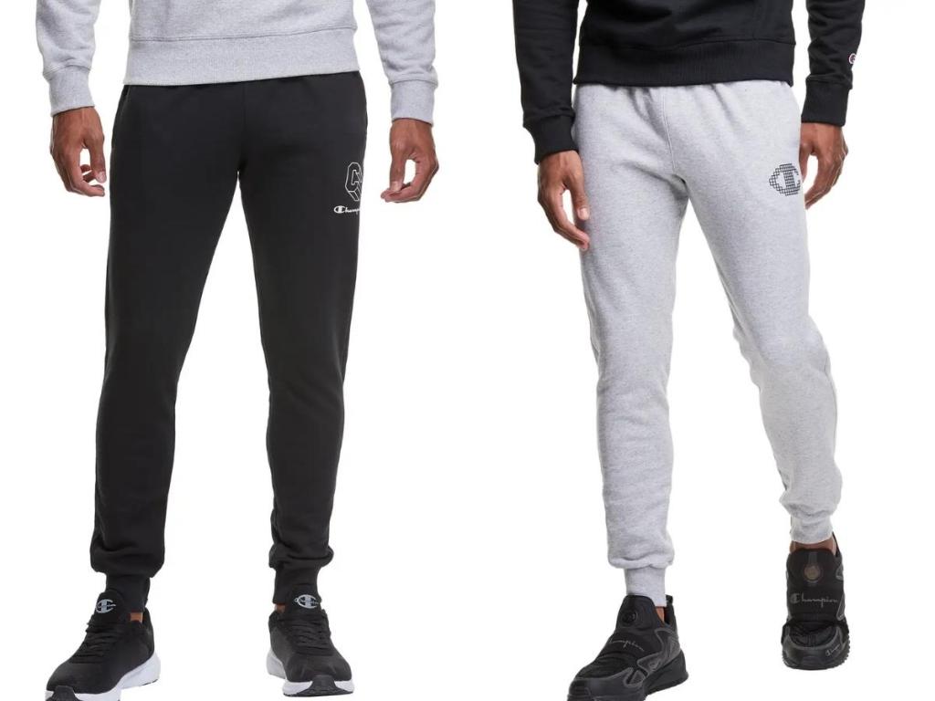 champion men's joggers in black and gray