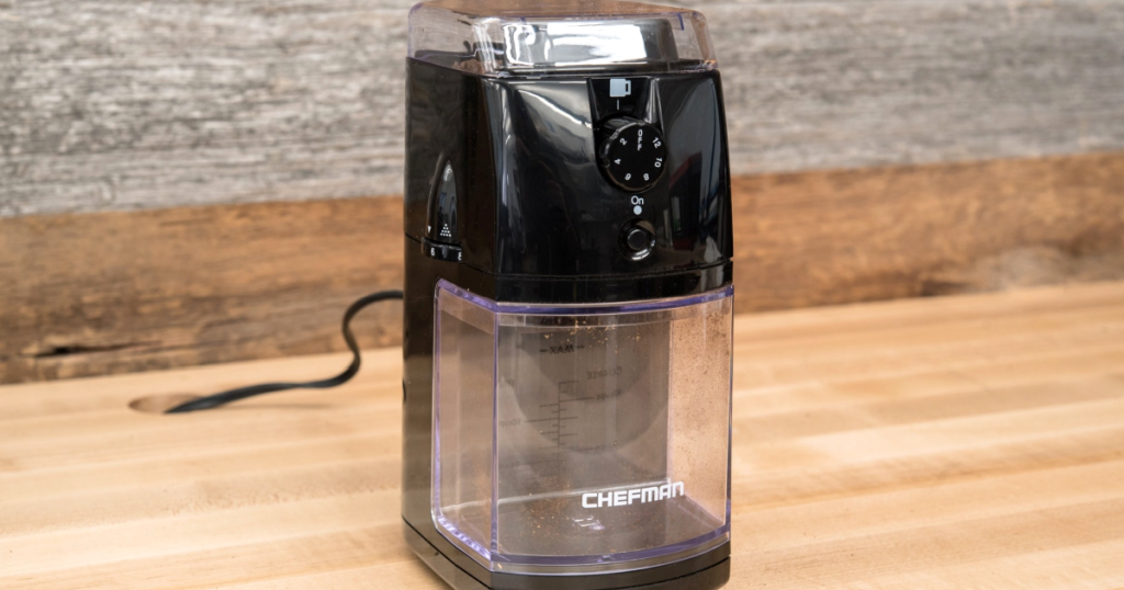 Chefman coffee grinder on counter 