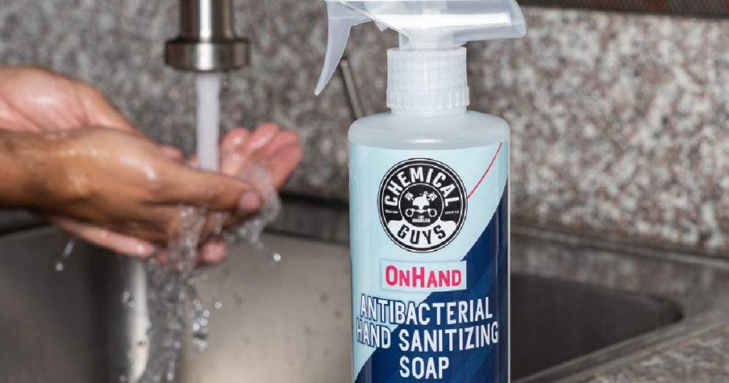 washing hands with Chemical Guys soap