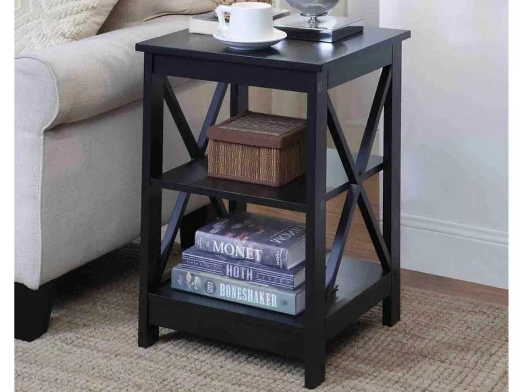 Copper Grove Cranesbill X-Base End Table with Shelves