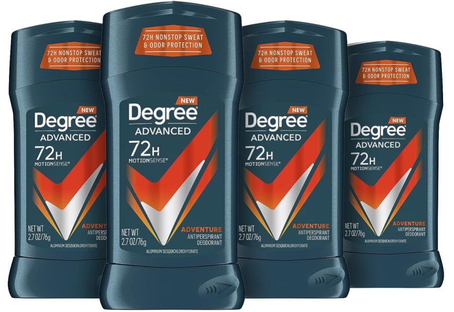 4 sticks of Degree Men Advanced MotionSense Antiperspirant Deodorant
