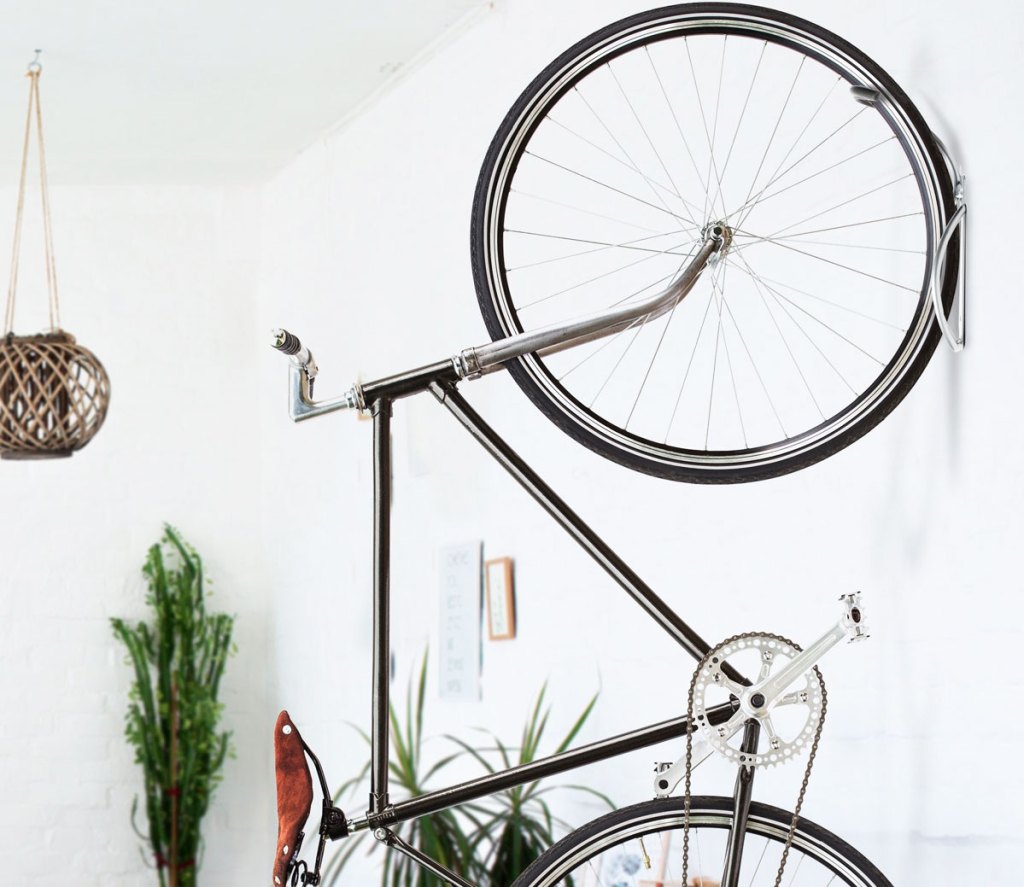 bike hanging on wall hook