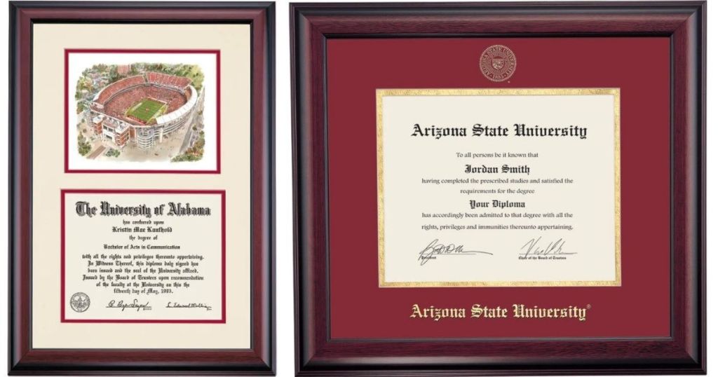 two diploma frames