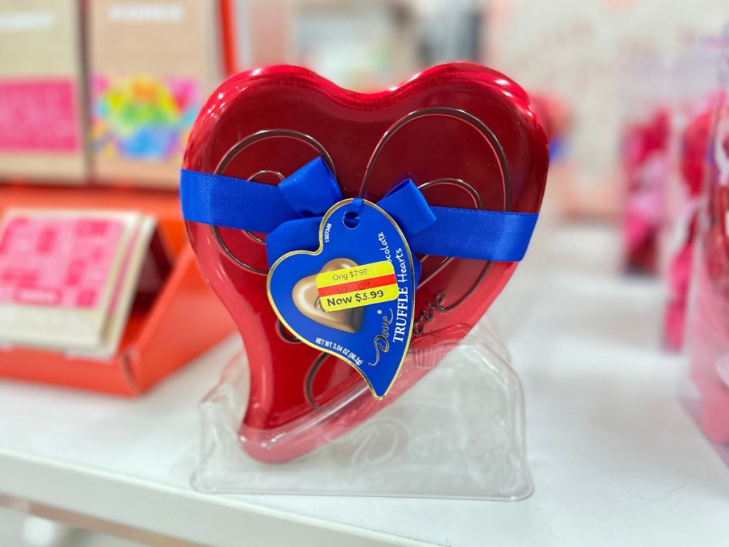heart-shaped Valentine's Day chocolate candy box in store