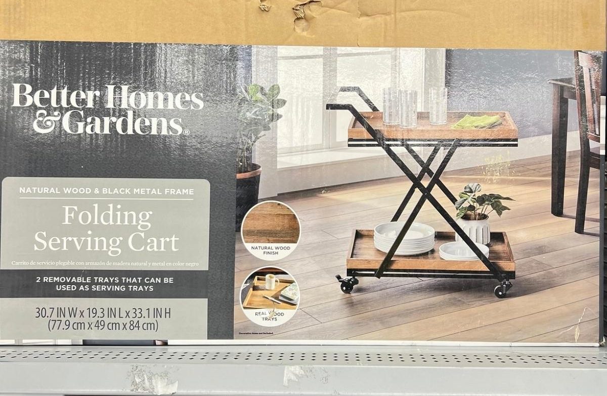 box with better homes and gardens folding serving cart in store
