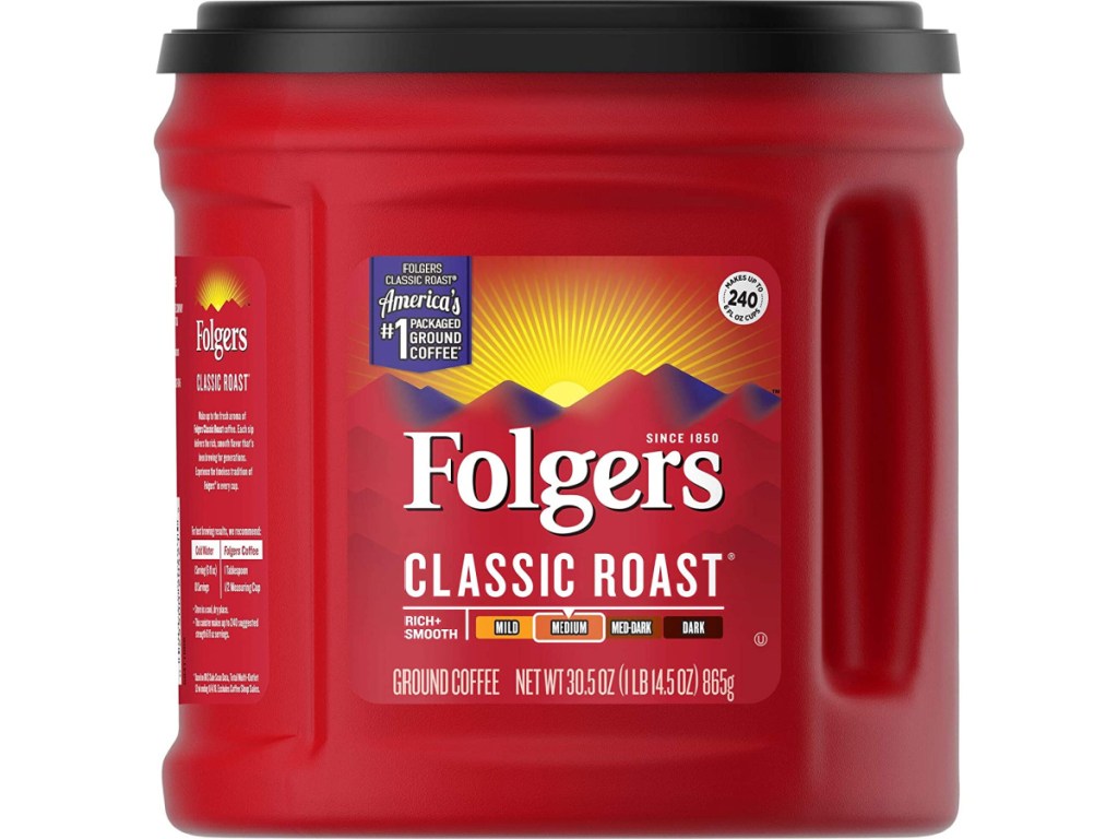 Folgers Classic Roast Medium Roast Ground Coffee 30.5oz Canister