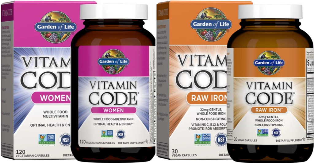 Garden of Life Vitamin Code Multivitamin Capsules and Vitamin Code Raw Iron 30-Count Capsules