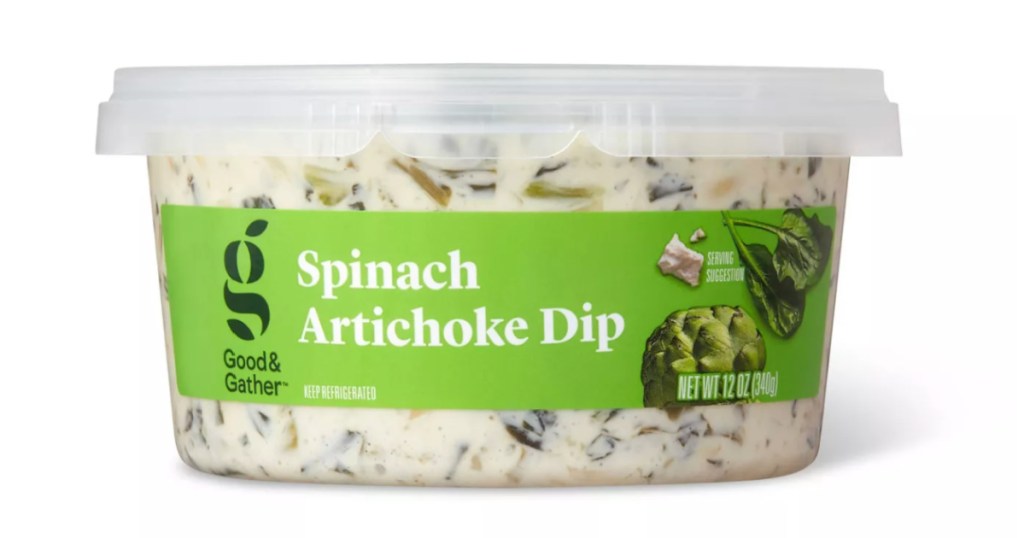 artichoke dip in clear container 