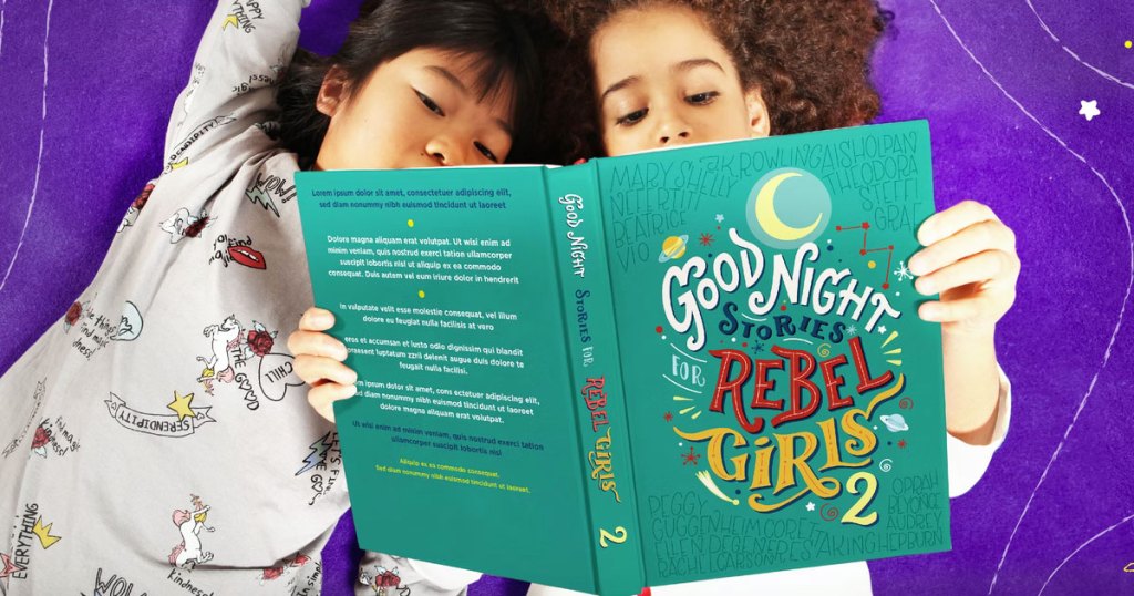 two kids reading Good Night Stories for Rebel Girls