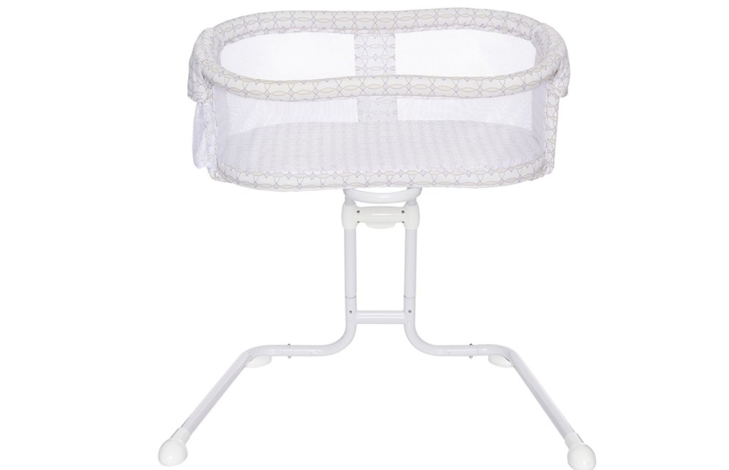 white and gray bassinet