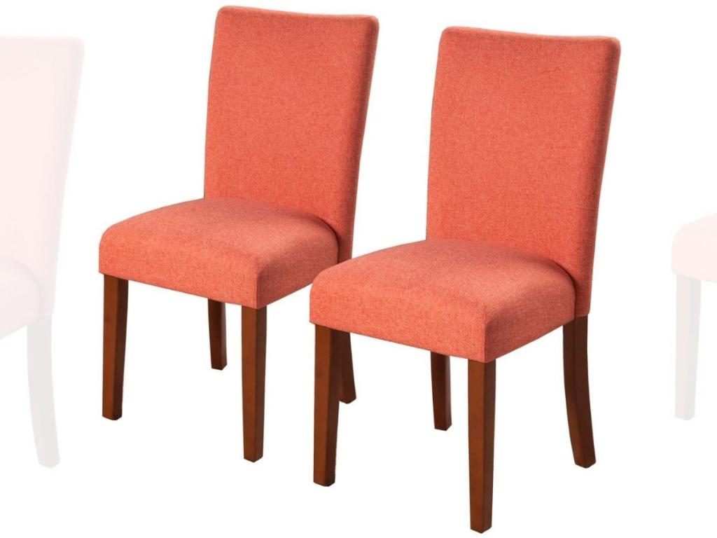 HomePop Parsons Upholstered Accent Dining Chair 2-Piece Set in Coral