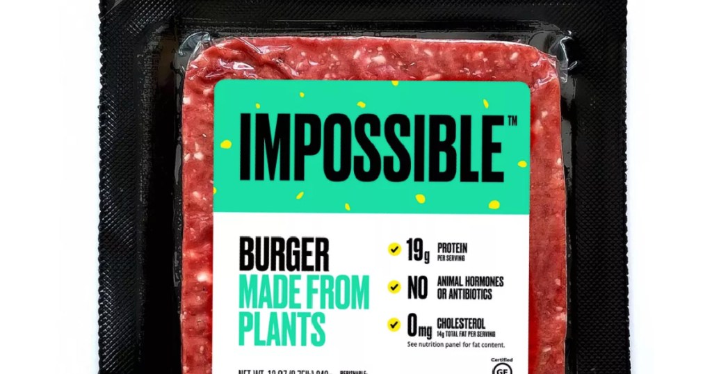 plant based burger meat in black package 