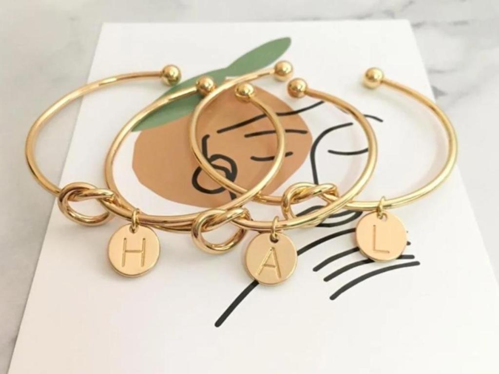 jane personalized knot bracelets with initial charm