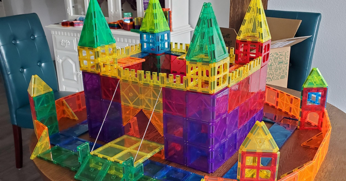 castle built with magnetic blocks