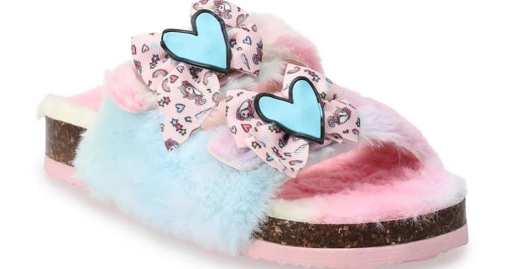 slide sandal with hearts on them