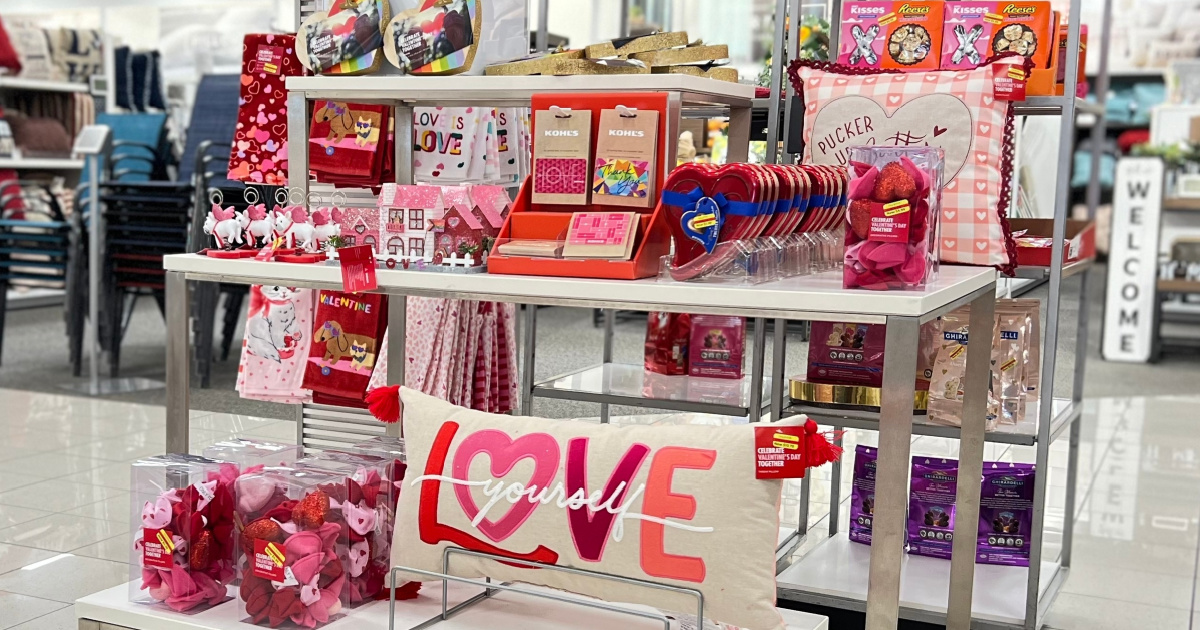 Valentine's Day items on display in store