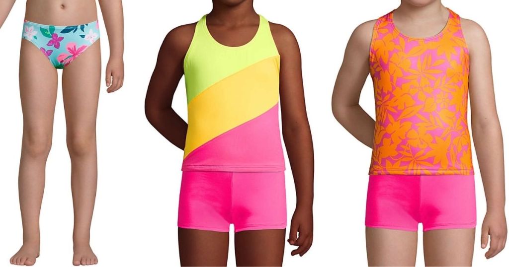 three girls in swimsuits