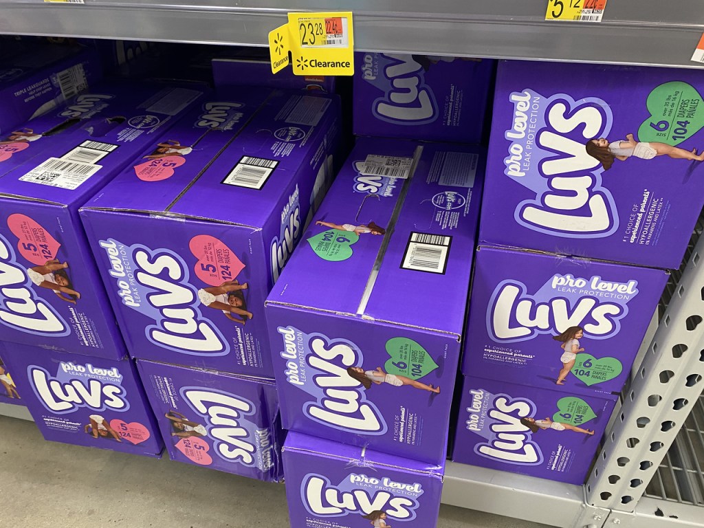 Luvs Size 6 Diapers on store shelf