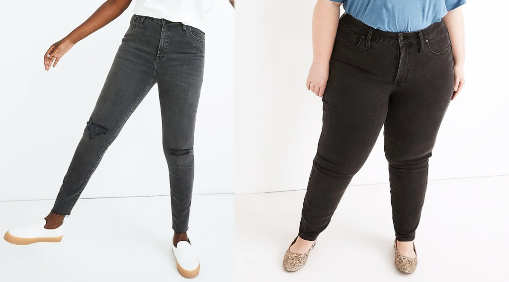 two women modeling madewell jeans