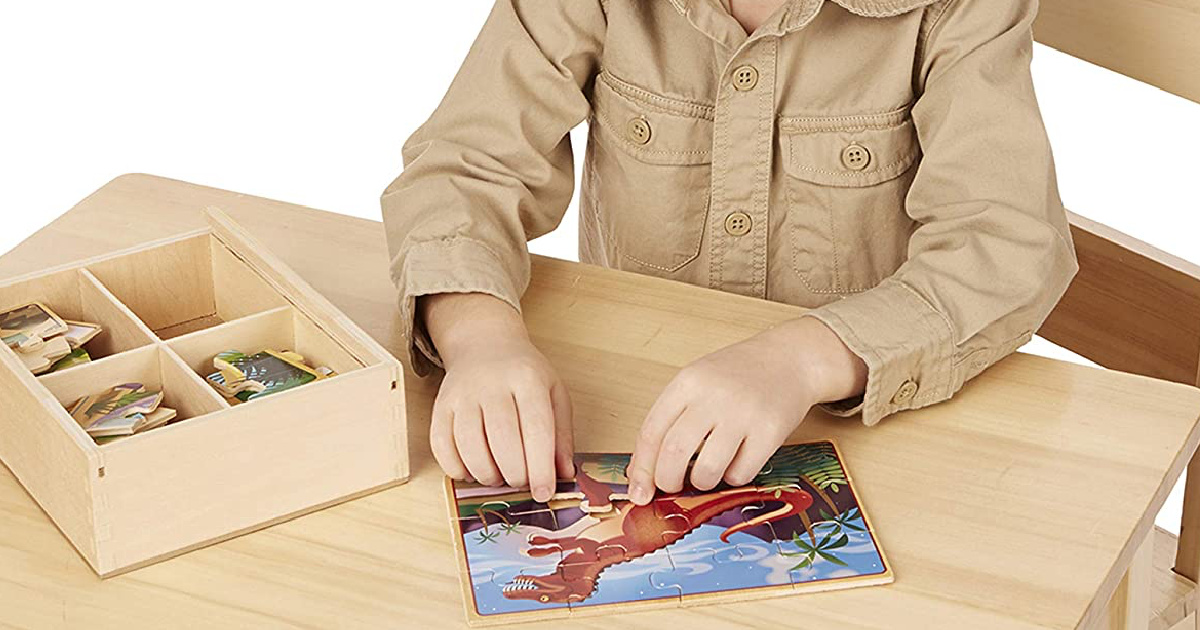 Melissa & Doug Dinosaurs 4-in-1 Wooden Jigsaw Puzzles 