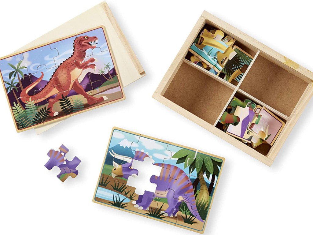 Melissa & Doug Dinosaurs 4-in-1 Wooden Jigsaw Puzzles 