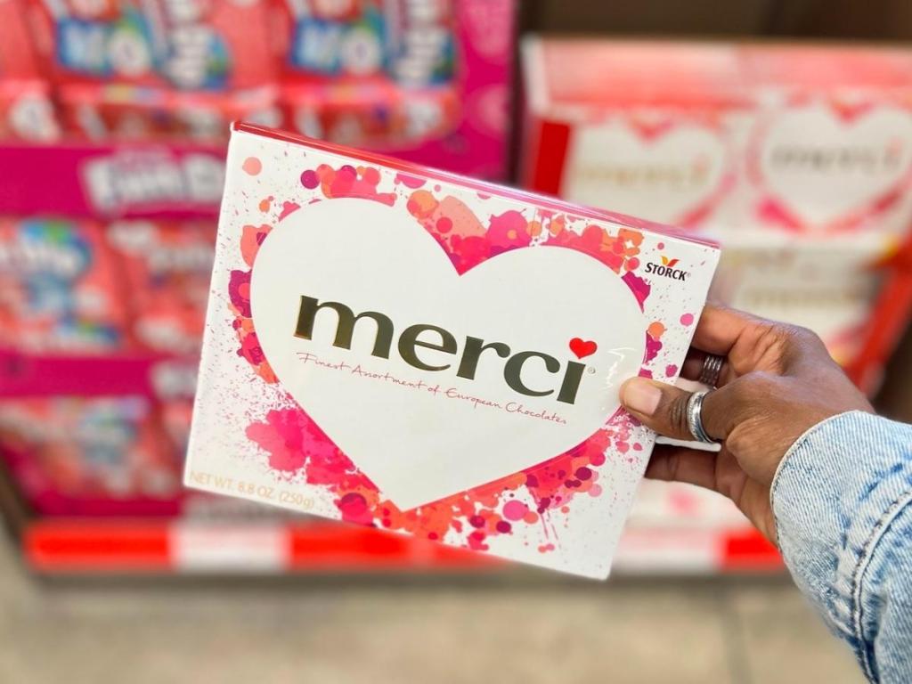 box of merci valentine's day chocolates in store