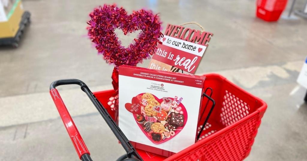 cart full of michael's valentine's day clearance items