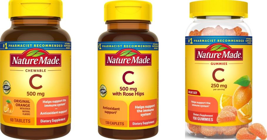 3 Bottles of Different Types of Nature Made Vitamin C