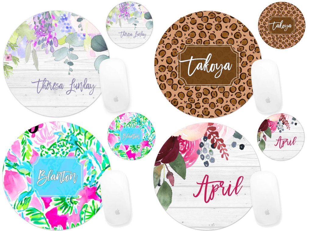 personalized mouse pads with matching coasters