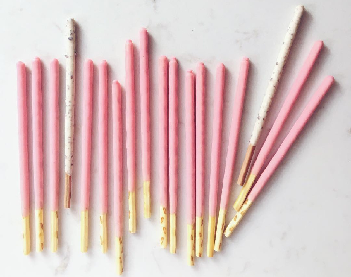 strawberry covered Pocky sticks