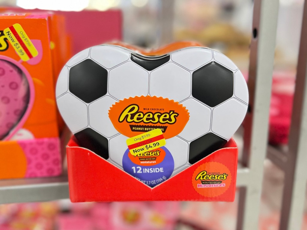 heart-shaped Valentine's Day peanut butter chocolate candy box in store