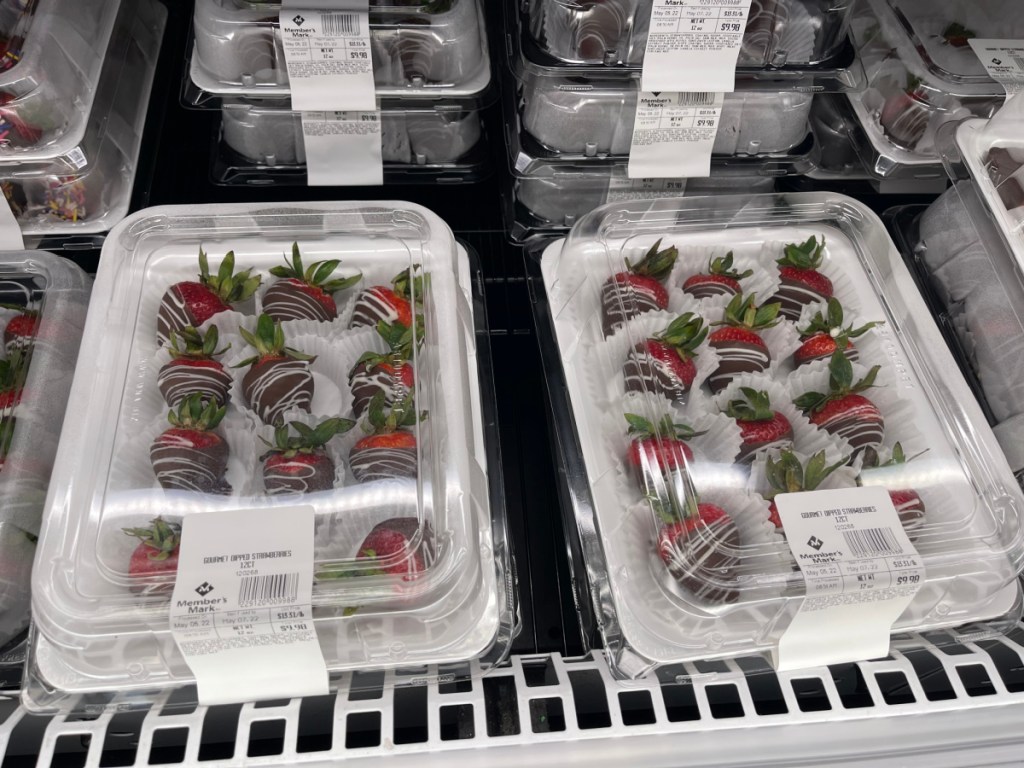 package of chocolate covered strawberries in store