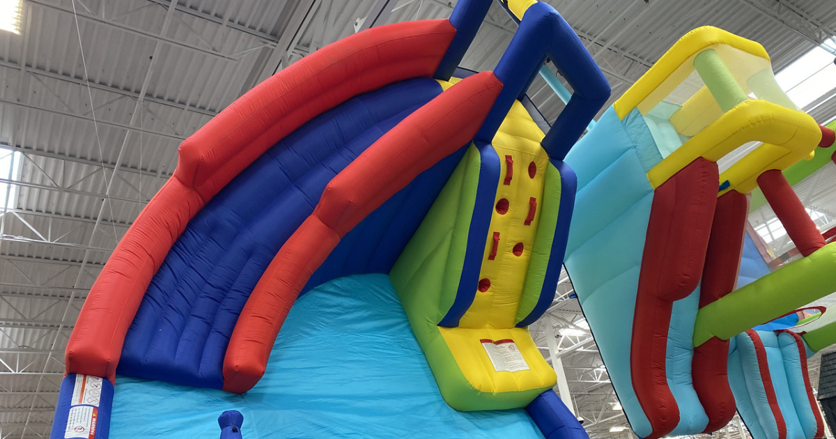 inflatable water slide on display in store