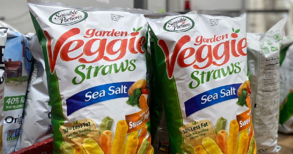 two bags of vegetable chips in bag 