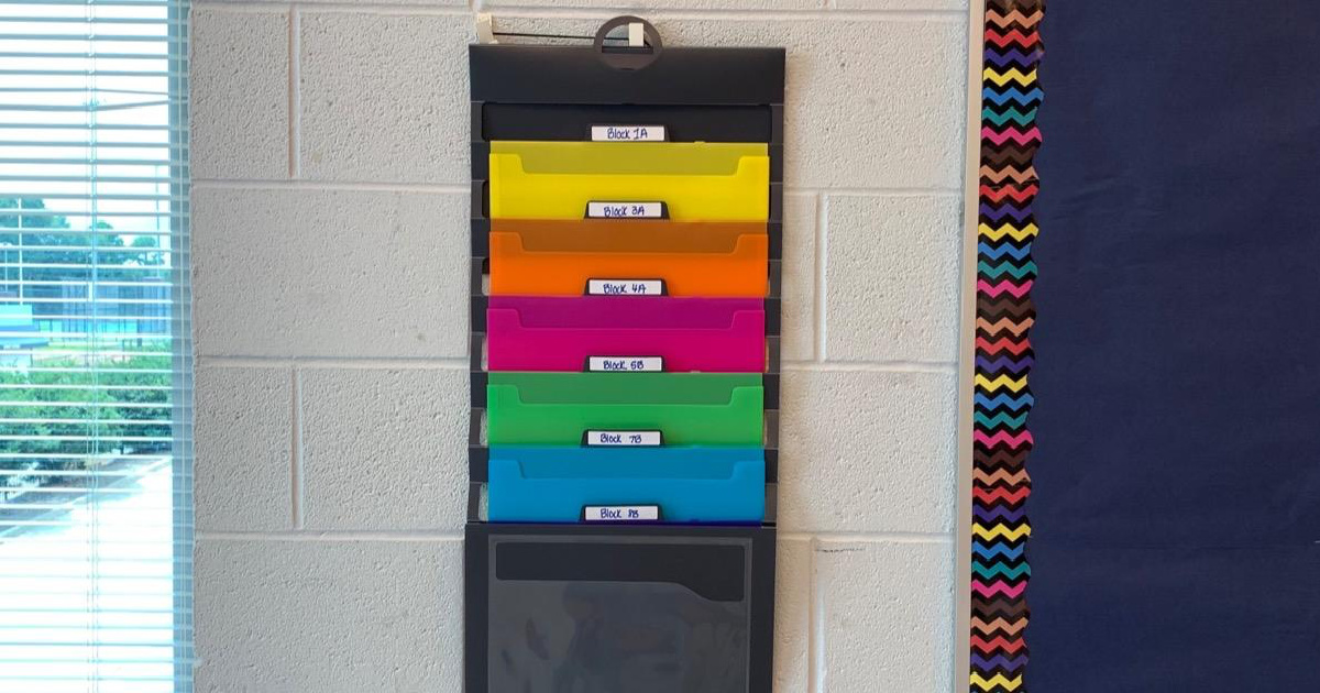 Smead Wall Organizer on classroom wall