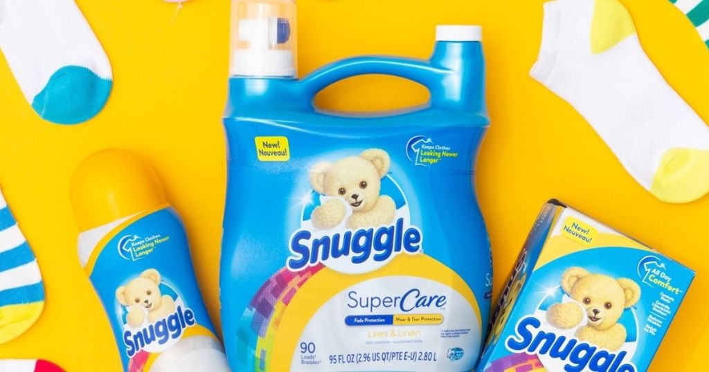 group of Snuggle products surrounded by socks