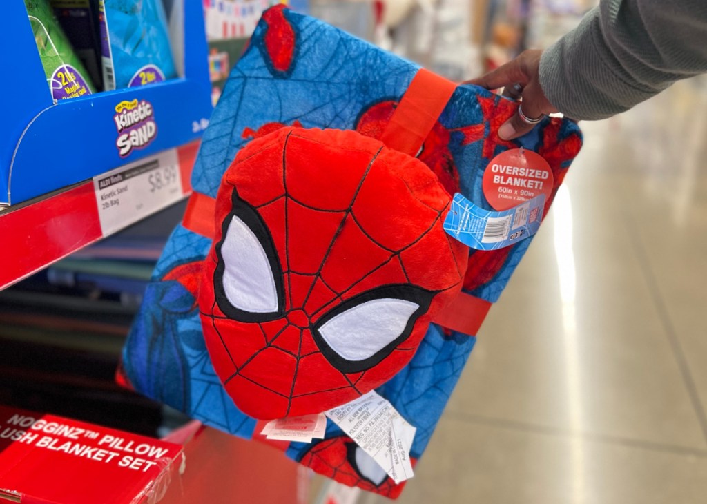 Spider-Man themed character pillow and blanket set