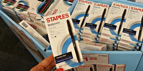 Staples Pens 12-Count Boxes from $1.25