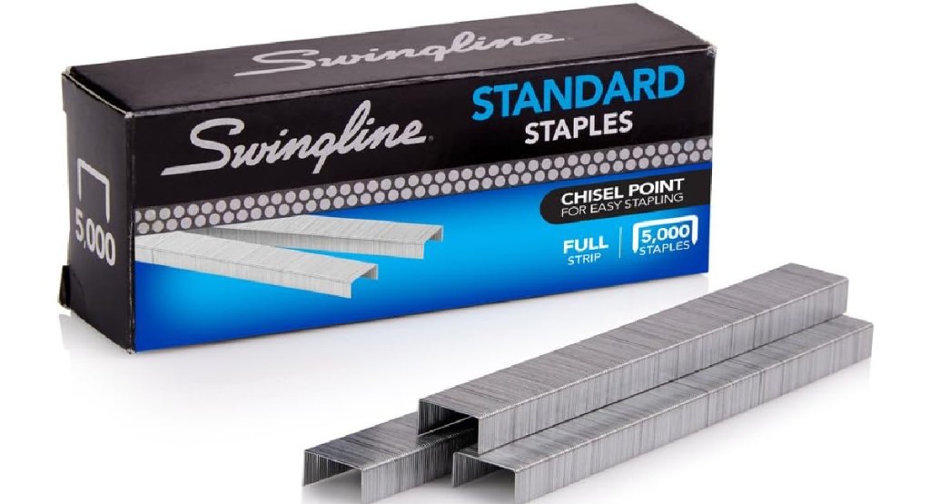 Swingline Standard Staples box displayed with staples displayed on the outside
